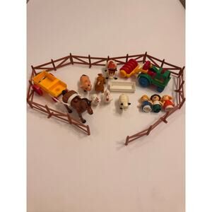 Vintage Playskool Li'l Playmates Farm Play Set 32pc Tractor Animals People